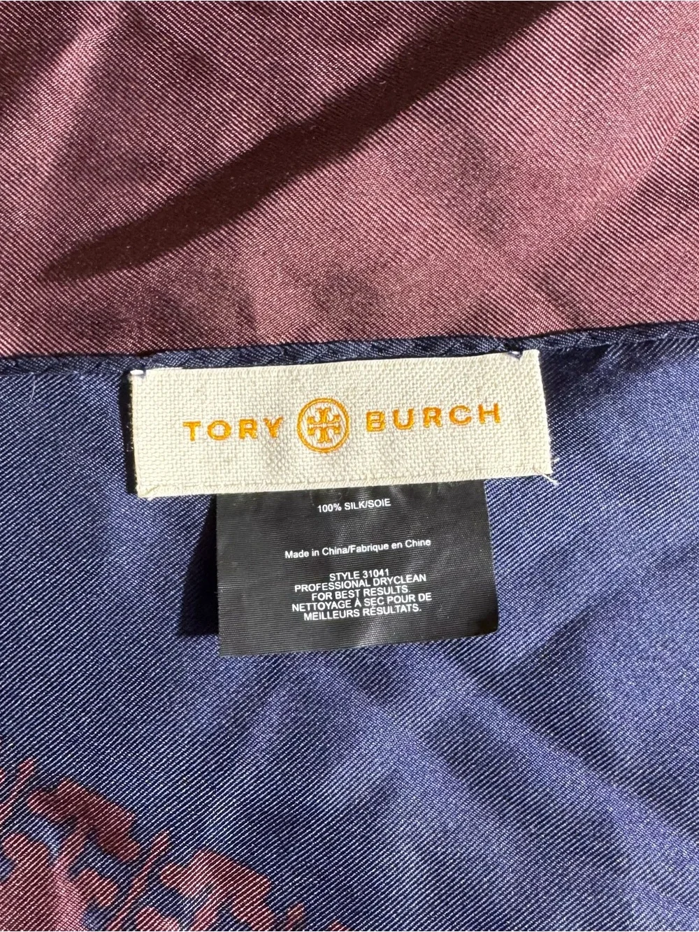 Tory Burch Scarf Womens One Size OSFA 100% Silk Fringe Rectangle Logo Multicolor